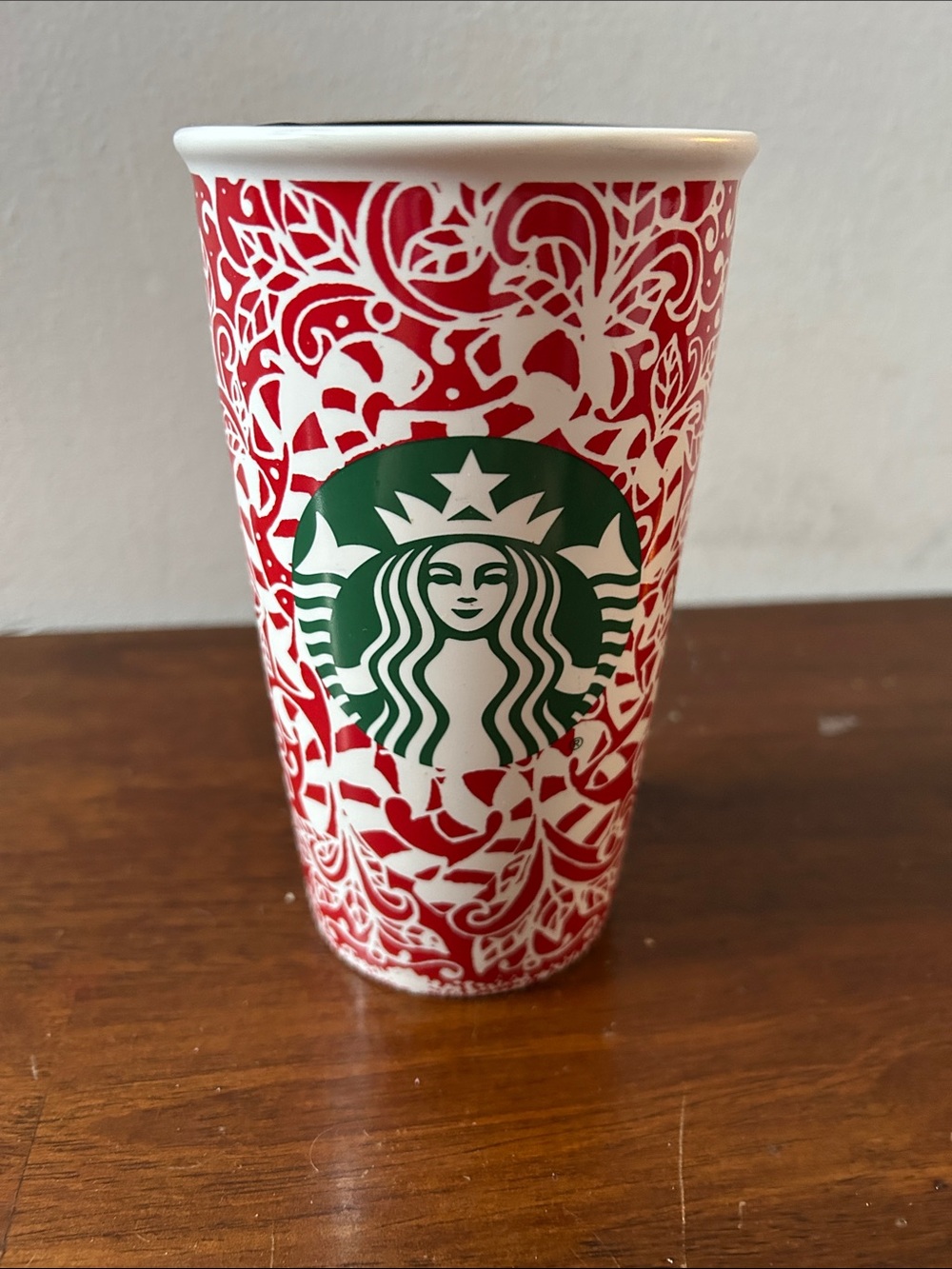 Starbucks Red Ceramic Tumbler with Green Siren Logo
